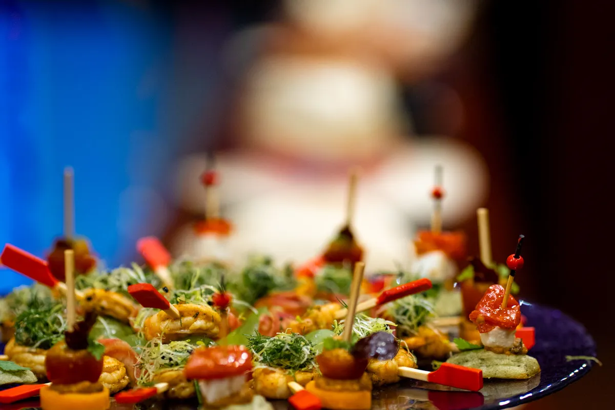 A tray of canapés at a cocktail evening